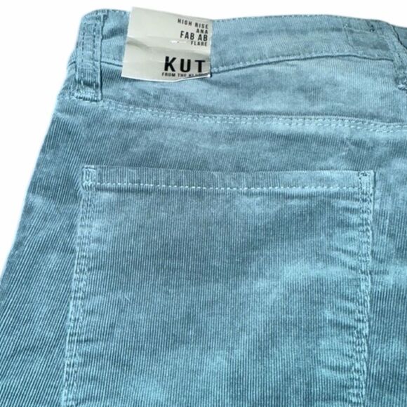 NEW KUT FROM THE KLOTH ANA HIGH RISE FAB AB FLARE GREEN CORDUROY SZ 14 - Picture 5 of 8